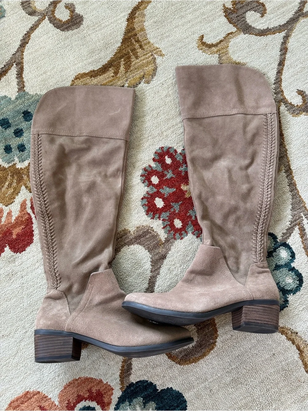 Vince Camuto Women's Over-the-Knee Suede Block Heel Boot - Beige